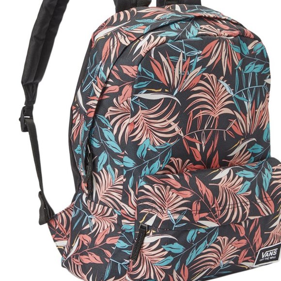 Vans Off The Wall New Pink & Black Tropical Realm Backpack School Bag Travel - Picture 1 of 9